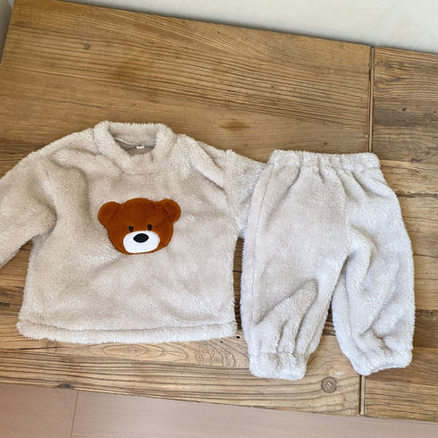 Autumn and winter children's pajamas padded long hair flannel suit coral fleece home clothing